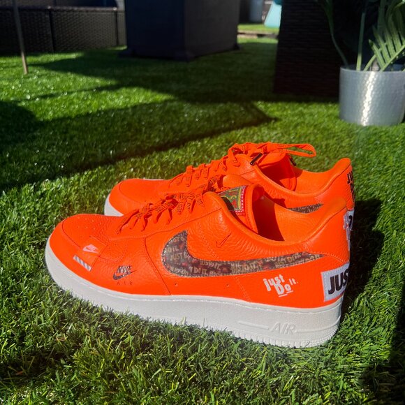 Nike Air Force 1 Low Top Orange Leather "Just Do It" - Picture 4 of 8